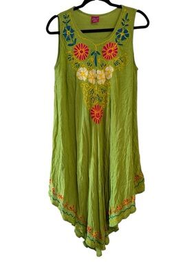 ☀️ Piel Made in India Asymmetrical Hemline Embroidered Dress